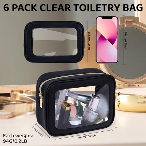 8 Packs TSA Approved Toiletry Bags Clear Toiletry Bags for Travel PVC Makeup Pouch Waterproof Quart Size Clear Cosmetic Bag with Zipper for Airport Airline Compliant Bag Women Men Travel Bathroom