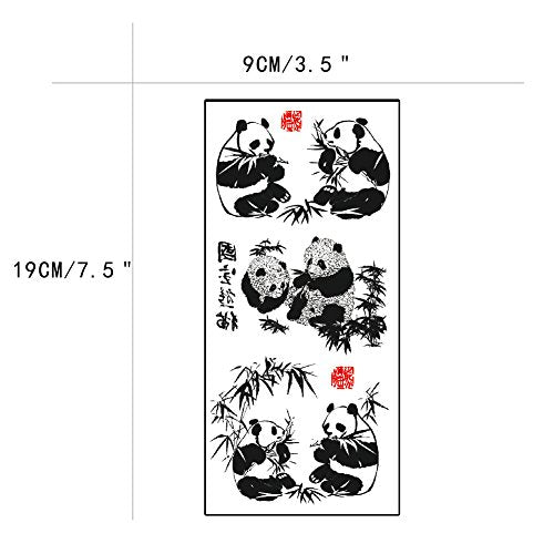Cartoon Cute Emotion Chinese Panda Temporary Tattoo Sticker Body Art Water Transfer Fake Tattoos 5 Sheets