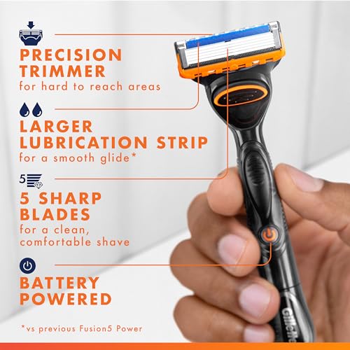 Gillette Fusion5 Power Razor for Men, 1 Gillette Power Razor Handle + 1 Blade Refill, (Pack of 2)