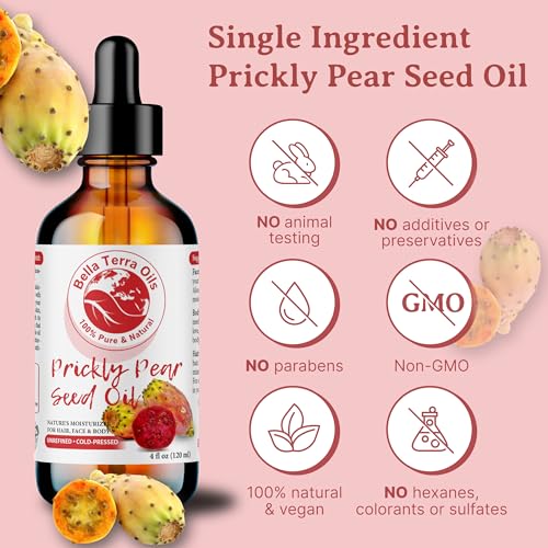 Bella Terra Oils - Prickly Pear Oil 16oz - Delve into the Cactus Oil Charm, Steeped in Calcium & Potassium, A Rare Gem for Timeless Beauty