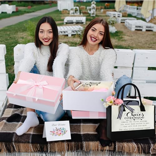 Paterr 7 Pcs Coworker Gifts for Women Thank You Gifts Include Tote Bag Makeup Bag 18oz Cup Socks Keychain Thank You Card and Box for Coworker Nurse Wife