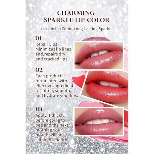 Glitter Lip Gloss - Shimmering Lip Stain That Adapts to Your Lips,Color Changing Lip Gloss, Long-Lasting Hydrating Formula with Sparkling Finish, Natural Flush Effect