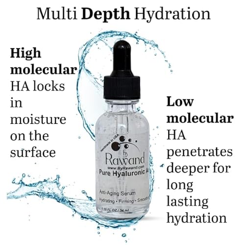 Pure Hyaluronic Acid 2% handmade with Rose water & Frankincense Multi Depth Hydration (High & Low Molecular Weight) Serum, Anti-Dryness, Oil-Free, Deep Hydrating, Anti Aging and Firming