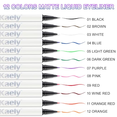 evpct 1Pcs White Waterproof Colored Eyeliner Liquid Eye Liner Set Long Lasiting Ultra-fine Speed Dry Colorful Liquid Eyeliner