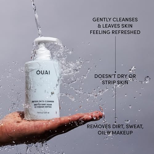 OUAI Detox Facial Cleanser - Deep Cleansing Face Wash with Glycolic Acid, Niacinamide & PHA - Removes Sweat, Dirt & Oil Without Drying - Gentle Face Cleanser for Post-Workout (7.8 Fl Oz) (Pack of 2)