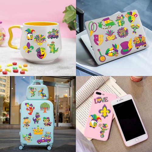 96 PCS Happy Mardi Gras Pre-Cut Temporary Tattoos for Kids | Super Cute Themed Birthday Party Favors, Supplies, Decorations, Festival Fake Tattoo Stickers, School Rewards Prizes & Gifts Boys & Girls