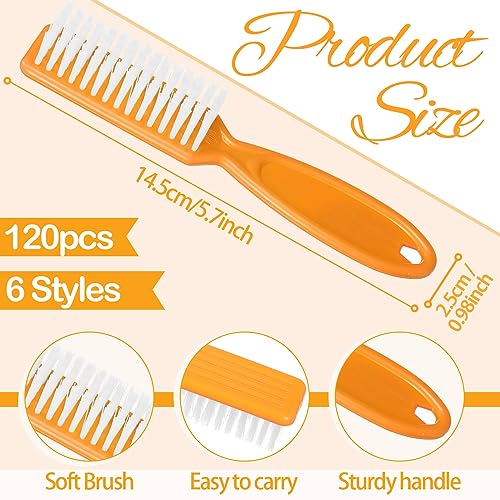 Mifoci 120 Pcs Handle Grip Nail Brush for Cleaning Fingernails Cleaner Scrub Brush Bulk Hand Cleaning Brushes Soft Stiff Bristles Pedicure Manicure Tools for Nail and Toe(Neon Color)