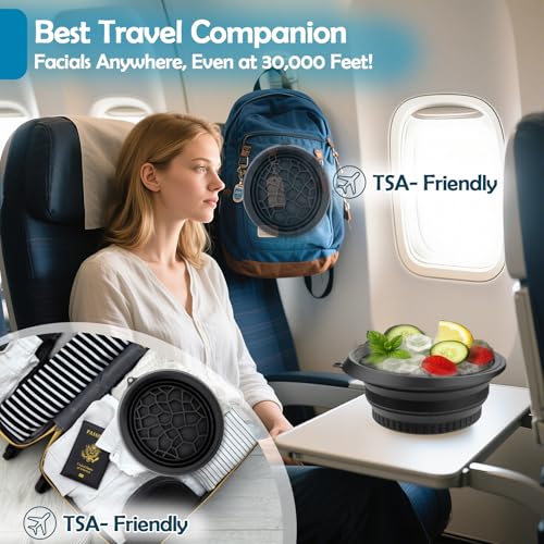 XANGNIER Face Bowl for Ice with Built-In Ice Tray ? Collapsible Silicone Facial Ice Bath Bowl for Cold Plunge Therapy, Skin Tightening & Acne Relief ? Black Portable Spa Tool for Home & Travel