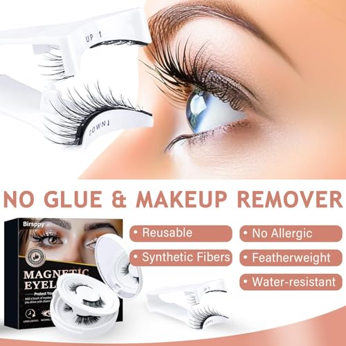 Magnetic Eyelashes, Effectively Natural Look False Lashes without Eyeliner, Light Weight & Waterproof Magnetic Eyelashes No Glue-Black