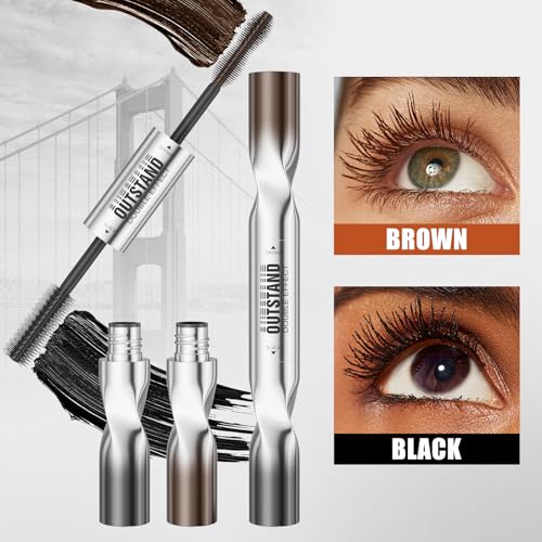 Women's Tubing Mascara, 2-in-1 Black & Brown Double-Ended, Volumizing and Lengthening, Waterproof, No Smudge, Hypoallergenic & Easy Removal