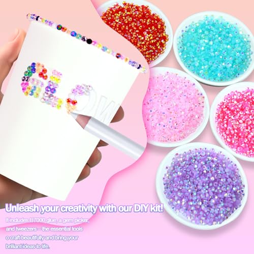3 Boxes 120000+Pcs Resin Jelly Rhinestones for Bedazzling, 3mm Multicolor Flat Back Gems Bedazzler Kit with 6Pcs 10ml B7000 Glue, Colorful for Book Shoes Crafts Tumblers Nail Art DIY