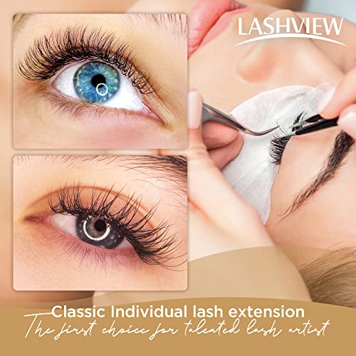 LASHVIEW Eyelash Extensions, Classic Eyelash Extension, Premium Single &Classic Lashes,0.15 Thickness C&D Curl 8-15mm Mixed Tray,Natural Semi Permanent Eyelashes,Soft Application-Friendly