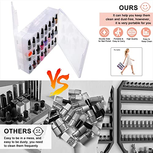 Nail Polish Organizer 2Pcs with 120Pcs Clear Nail Color Swatches Display for Gel Polish Spiral Nail Sample Practice Sticks