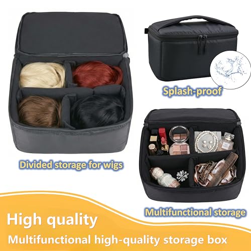 Professional Wig Travel Box Set ? Includes Collapsible Wig Stand & Storage Bag ? Dustproof Makeup Organizer Case for Wigs, Extensions & Hair Styling Tools