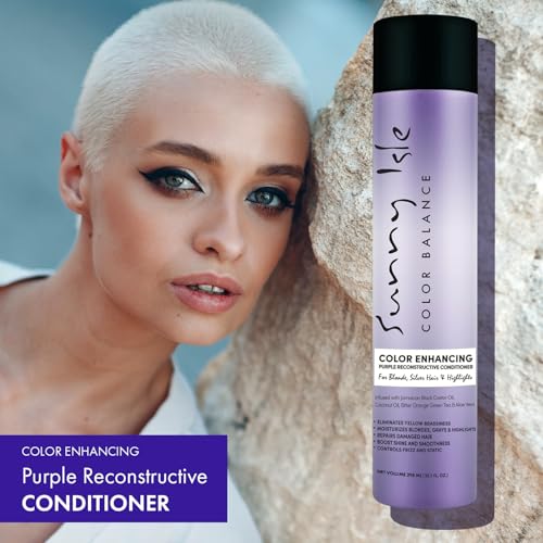 Sunny Isle Purple Reconstructive Conditioner - For Blonde, Silver, Gray Hair, Paraben & Sulfate Free - 10.1oz