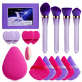 BS-MALL Professional 4 Pcs Makeup Brush Set WithTriangle Sponges, Extra-large Dual-purpose Makeup Sponge & Soft Finger Sponges for Flawless Daily Use - Travel-friendly Multi-purpose & Makeup Sponges