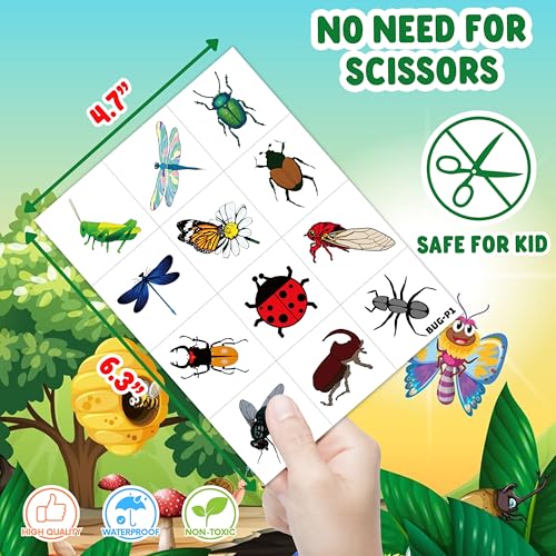 96PCS Bug Temporary Tattoos Pre Cut ? Cute Bug Stickers for Kids Toddlers, Ladybug Caterpillar Theme Birthday Party Favors, Spring Summer Decorations, Gifts, Classroom School Prizes (Normal)