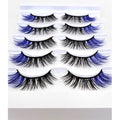 MISSLADY 16mm 5 Pairs Pack 3D Faux Mink Eyelashes with Blue Ends Colored Lashes (FM-204, 8-16mm, Black with Blue Ends, 5 Pairs)