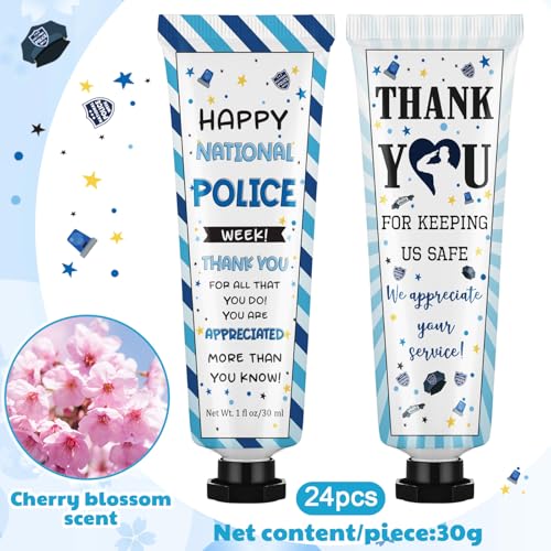 Loopeer 24 Pcs National Police Week Gifts - Double Sided Hand Cream Cop Gifts Bulk for Cop Appreciation Law Enforcement Graduation Police Academy Attorneys and Dad