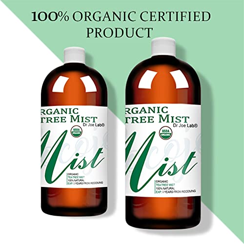 Dr Joe Lab Organic Tea Tree Mist for Skincare - USDA Certified, Face Spray Moisturize Sensitive and Dry Skin for Relaxation Soothing & Relaxing -Pure Essential Oil (32 oz)