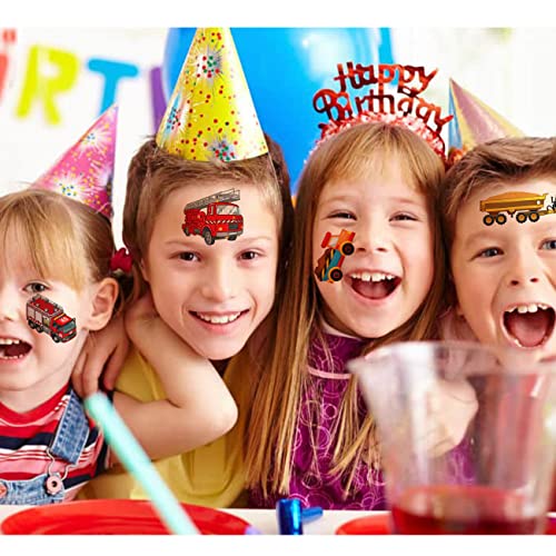 Cars and Trucks Tattoos for Kids - 14 Sheets Cars Construction Tractor Temporary Tattoos for Boys Birthday Party Favors Goodie Bag Fillers