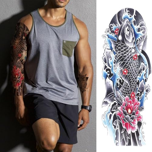 Aresvns Temporary Tattoos for Men and Women,Waterproof and Long Lasting Sleeve Tattoos for Adults, Full Arm Fake Tattoos for BBQ Pool Beach Party