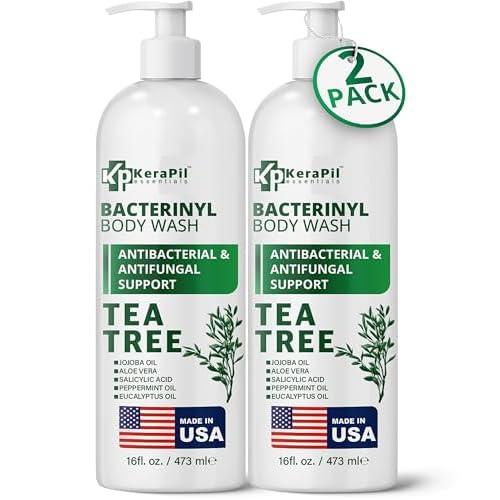 Bacterinyl Tea Tree Oil Body Wash - Antibacterial & Antifungal Support for Ringworm, Body Odors, Athlete¡¯s Foot & Acne, Helps Soothe Itchy, Dry Skin - Made in USA (16 fl oz x 2)