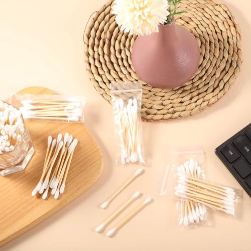 Demissle 240 Pack Cotton Swabs Travel Size, 10 Pcs Per Pack Individually Wrapped Cotton Swab Double Tipped Wooden Sticks for Ear Make up Hotel Toiletries Essentials Supplies