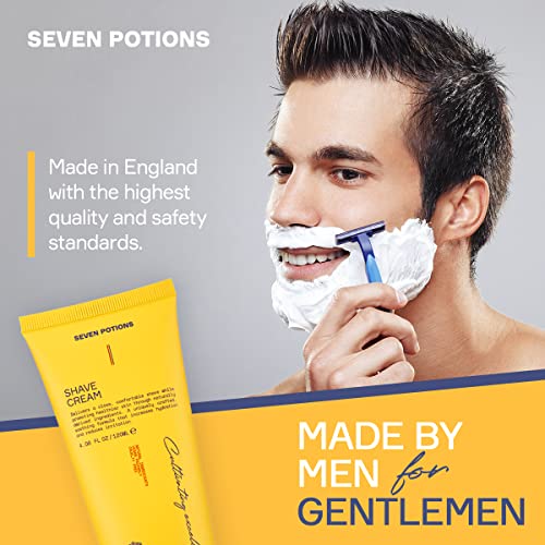 Seven Potions Lathering Shaving Cream for Men ? Smooth, Irritation-free Shave ? Soothing, Hydrating, Moisturising Shave Soap ? Natural, Vegan, Cruelty-Free (4.06 FL OZ)