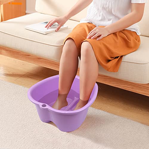 Extra-Large Foot Bath Soak Tub 2-Pack ? Durable Massage Basins for Home Relaxation, Fits Large Feet, Non-Slip Base Purple/Purple