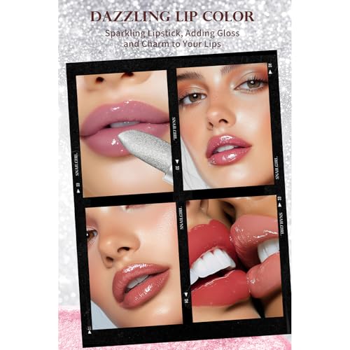 Glitter Lip Gloss - Shimmering Lip Stain That Adapts to Your Lips,Color Changing Lip Gloss, Long-Lasting Hydrating Formula with Sparkling Finish, Natural Flush Effect