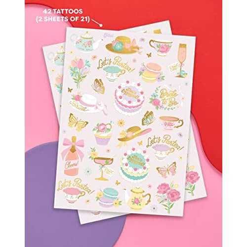 xo, Fetti Bachelorette Tea Party Temporary Tattoos - 50 pcs Glitter Styles | Pastel Bridal Shower Decoration, Bridesmaid Favor, Partea, Garden