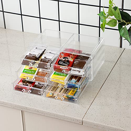Cq acrylic Clear Stacking Make Up Organizers and Storage With 8 Drawers,9.4" Tall Acrylic Medicine Cabinet Organizer,Plastic Desktop Drawers Organizer for Vanity, Undersink, Kitchen Cabinets,bathroom