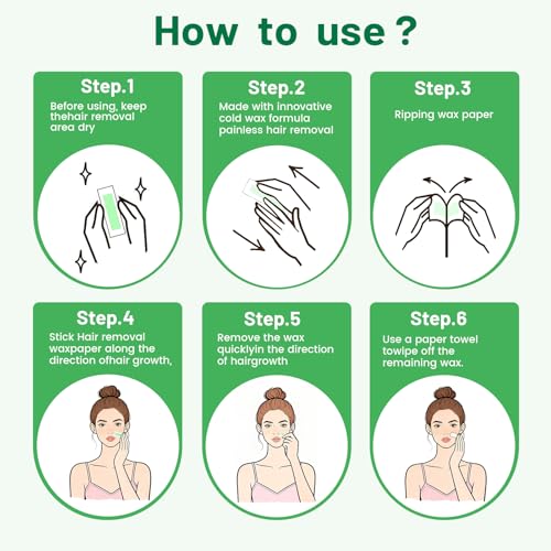 Wax Strips for Face - 98% Natural Formula for Sensitive Skin, Facial Hair Removal for Women - Gently and Quickly Removes Hair from Eyebrows, Lips, Body, Legs, and Bikini Line- Hypoallergenic