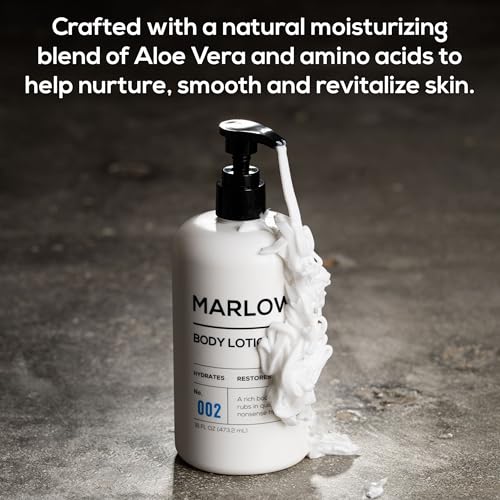 MARLOWE. Men's Body Lotion & Beard Oil Bundle ? Hydrating Moisturizer with Aloe Vera + Conditioning Softener with Natural Oils