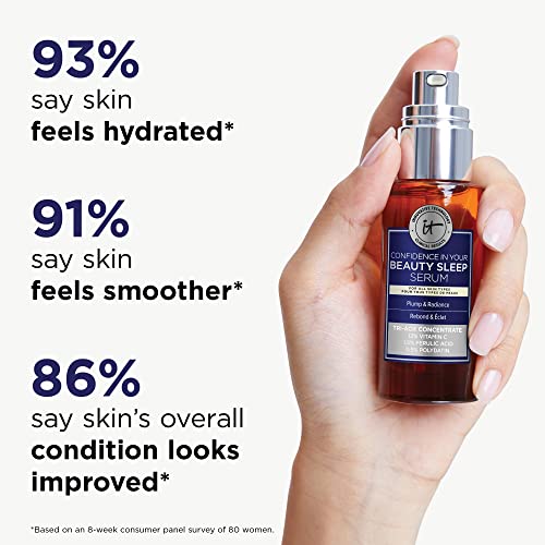 IT Cosmetics Confidence in Your Beauty Sleep Triple Antioxidant Brightening Serum ? 24HR Hydration ? Anti-Aging ? 12% Vitamin C Serum - Fragrance Free ? All Skin Types, 1.0 fl. Oz