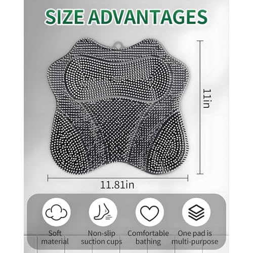 Silicone Shower Foot Scrubber, Shower Feet Mat with Non Slip Suction Cups, Foot Brush Pad