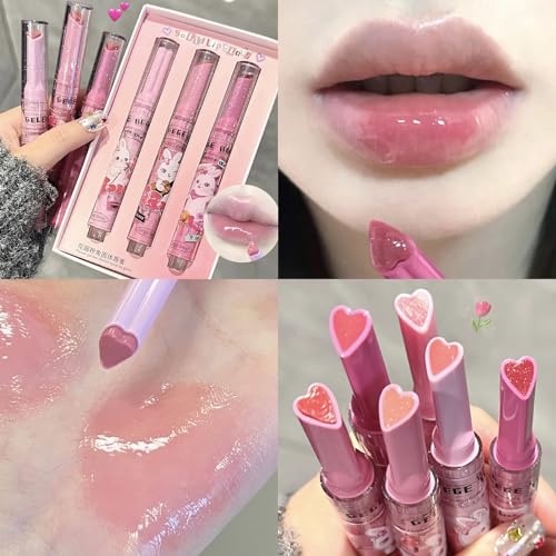 6 Colors Cute Jelly Lipstick Set, Shine Hydrating Lip Gloss, Moisturizing Tinted Lip Balm, Smooth Nourishing Lip Care Lip Tint with Gift Box