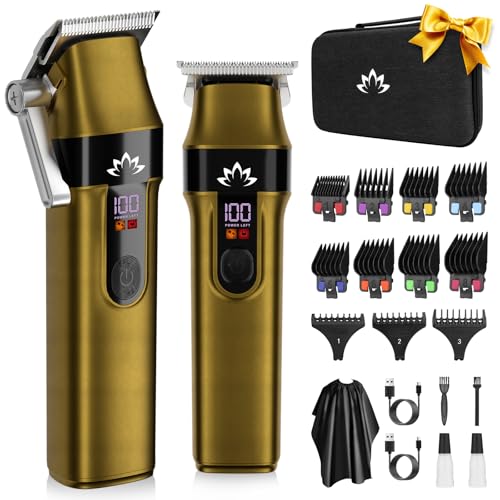 Lanumi Professional Hair Clippers for Men Cordless Cutting T-Blade Trimmer Kit Barber Clipper Trimmer Set with Travel Case Cordless USB Rechargeable Hair Cutting Kit