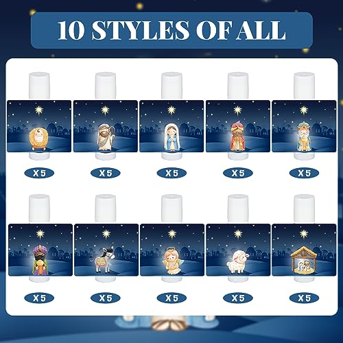 50 Pcs Christmas Nativity Lip Balm Gifts Bulk Christmas Beauty Stocking Stuffers Gift Basket Stuffers Christian Religious Holiday Party Mini Gifts for Clients Salon Xmas Treat Goodie for Women Men
