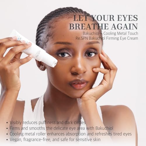 Re.SPN Bakuchiol Firming Eye Cream with Cooling Metal Roller ? Clinically Proven Moisturizing Eye Cream for Puffiness, Wrinkles & Dark Circles | Vegan, Fragrance-Free, Korean Skincare (0.67 fl oz)