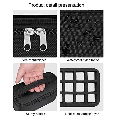 Lipstick Organizer Bag Lip Gloss Lip Balm Case Chapstick Holder Bag Makeup Artist Lipstick Bag With Compartment Cosmetic Bag Gift for Women(Black-21holder)