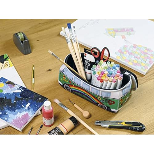 BRISA VW Collection - Volkswagen Neoprene Universal Makeup Cosmetics Toiletry Travel Pharmacy Bag in T1 Bus Design (