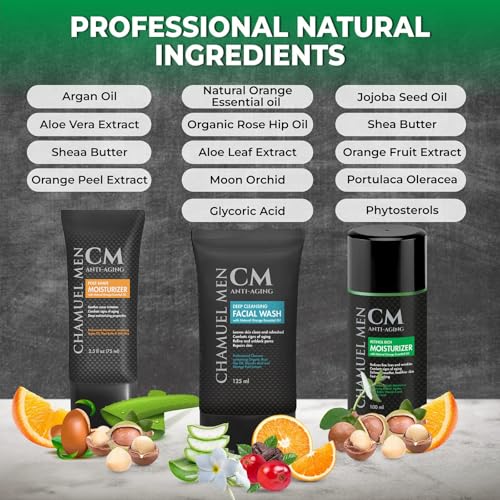 All You Need Daily Skincare Set for Men | Includes Anti-Aging Facial Wash + Post Shave Moisturizer + Night Moisturizer w/Retinol. Organic Key Ingredients! (Includes All 3 Products)