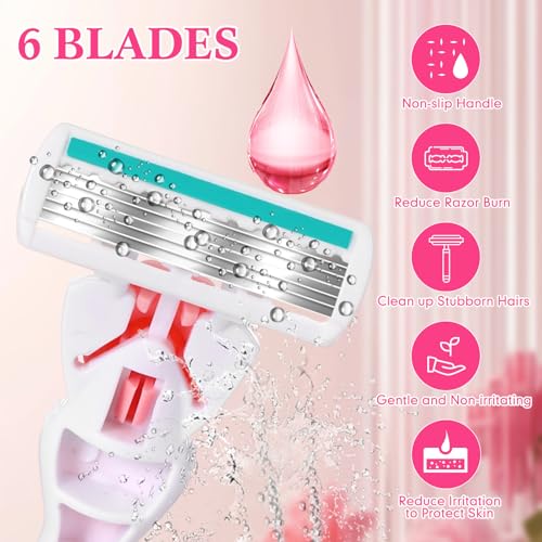 Lasnten 66 Pcs Razors for Women Bulk Sensitive Skin Razor Women's Disposable Shavers Include 3 Non-slip Handles and 63 Blade Refills