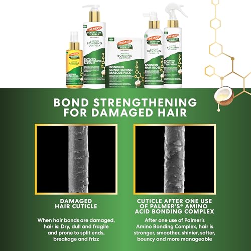 Palmer's Amino Bonding Complex Bond Repair Shampoo, 8.5 fl oz, Amino Acids, Biotin & Collagen, Strengthens & Protects Hair Bonds, Helps Reduce Breakage & Minimize Frizz, Adds Shine, No Sulfates