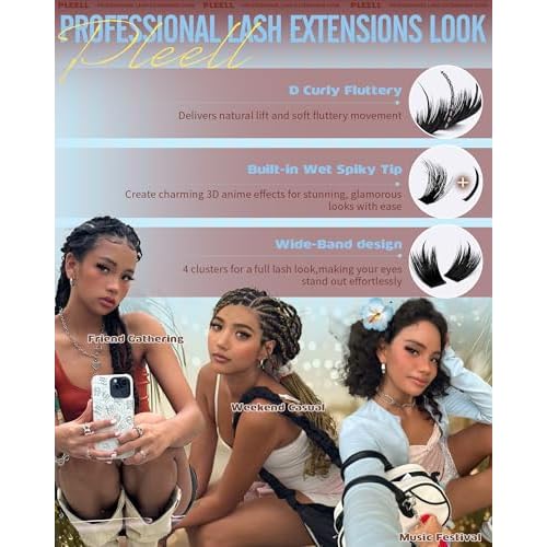 Manga Lash Clusters With Spikes Volume Eyelash Clusters Anime Cluster Eyelash Extensions 14-22mm D curly Individual Lashes Wet-Look Fairy Cluster Lashes
