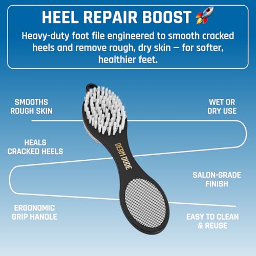Derm Dude Holy Foot Set | Dry Cracked Heels, Shoe Deodorizer Spray & 4-in-1 Foot Scrubber Repair Tool | With All-Natural DeoPlex for Odor Control | Freshen Feet & Shoes - MVP