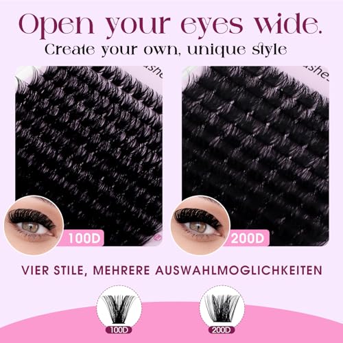 Lash Clusters DIY Individual Lashes 10-18mm D Curl Fluffy Eyelashes Extension 100P+200P Wispy False Eyelashes Volume Thick Eyelash Extension£¨28-100P+200P-07-D-1018£©