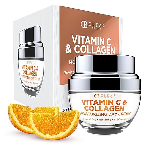 Clear Beauty Vitamin C & Collagen Face Moisturizer ? Anti Aging Day Cream, Hydrates, Firms & Revives Dull, Tired Skin ? Dermatologist Tested, Korean Skin Care, Vegan Clean Beauty ? 1.69 Fl Oz
